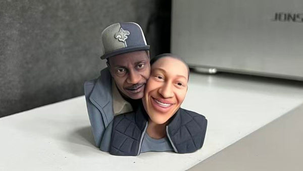 Personalized happy mens figurine made from a photo as a unique gift