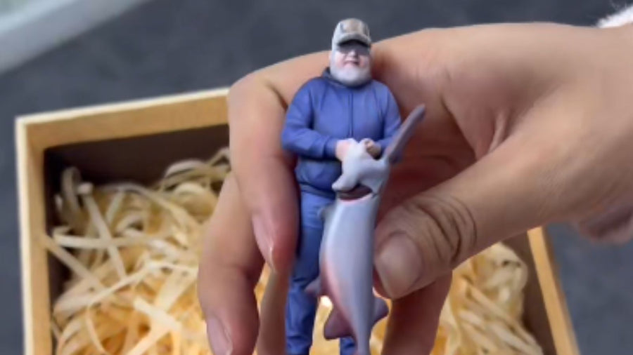 Custom fishing man  figurine made from a  photo as a unique gift