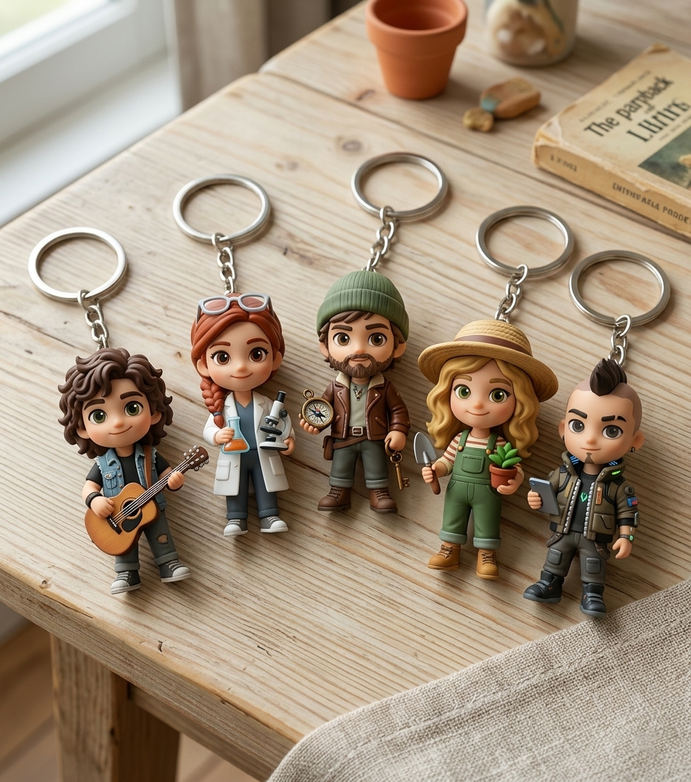 Custom 3D Keychain Figure from Your Photo (Cartoon)