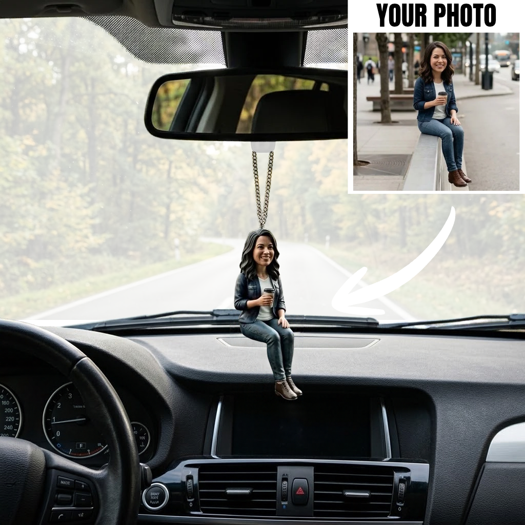 Personalized Car Hanging Ornament – Custom Photo 3D Figurine Pendant