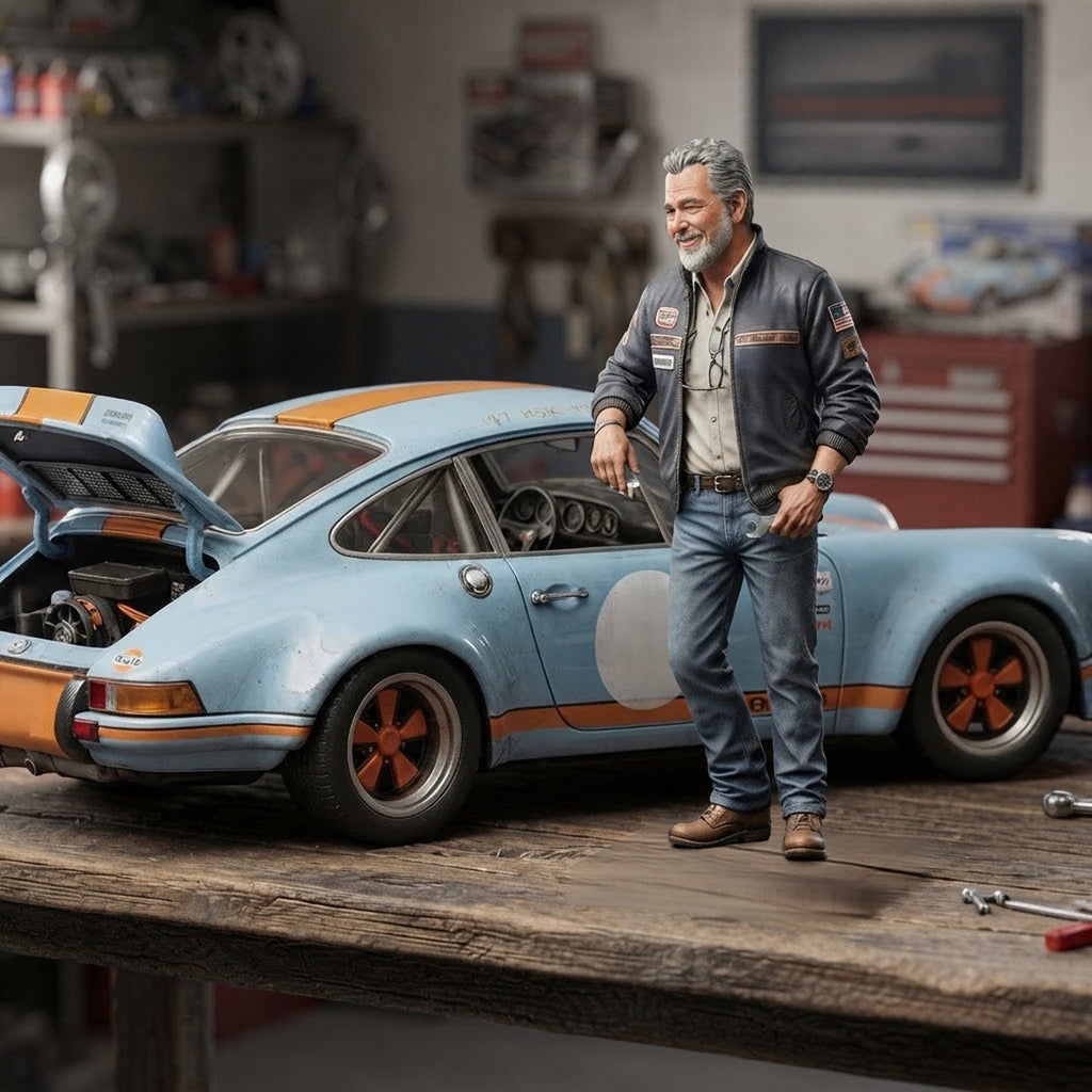 Specialfremstillet figur til bilens instrumentbræt – personlig miniature ud fra dit foto