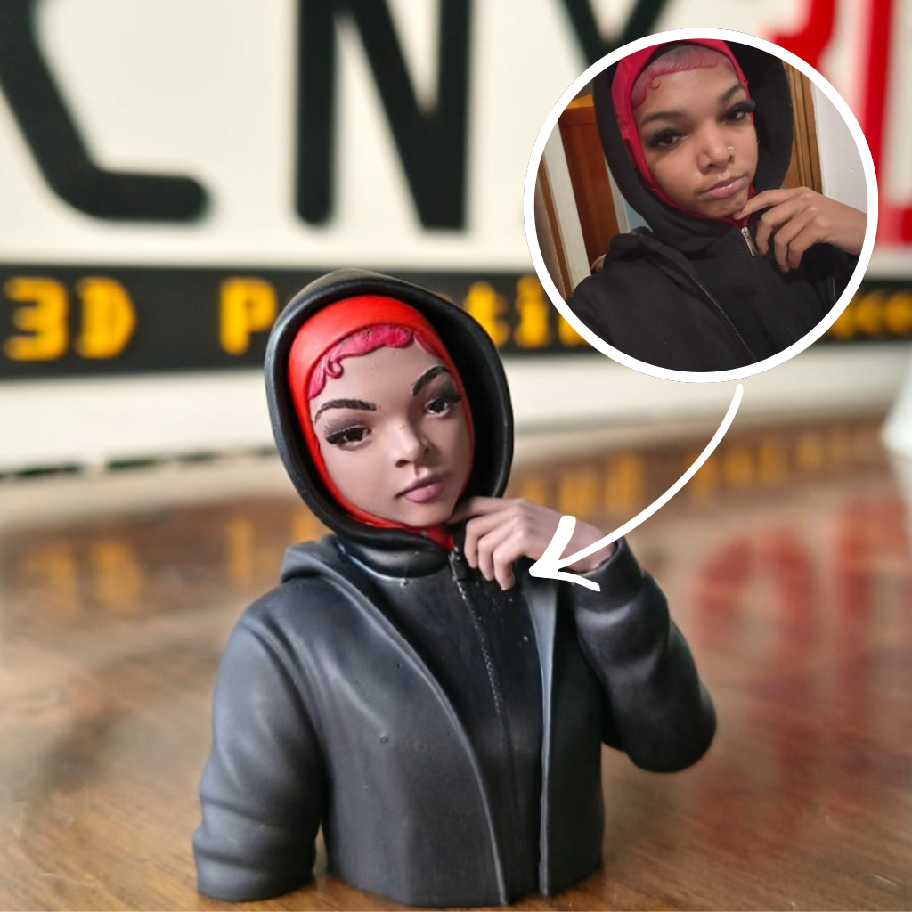 Estatueta 3D de meio corpo personalizada