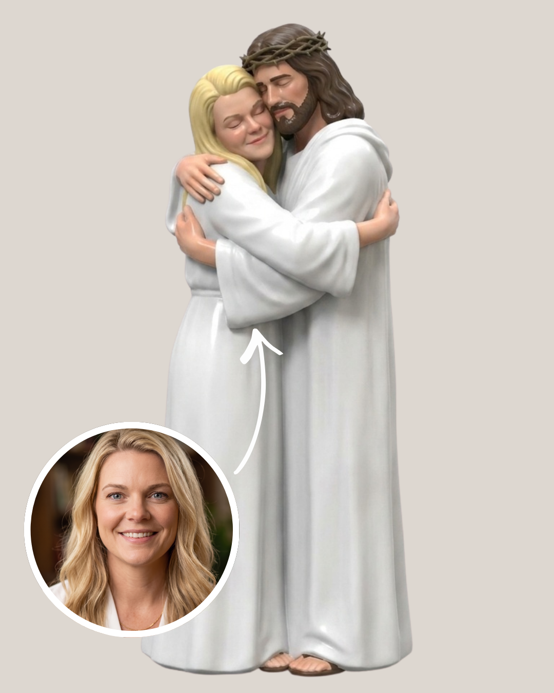 Custom 3D-Personalized Jesus Figurine - Your Loved One (or Self) in Christ's Embrace - Custom Catholic/Christian Gift