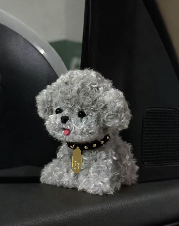 Car Accessory Plush Handmade Custom Teddy Bear Bichon Puppy Ornament Car Hanging